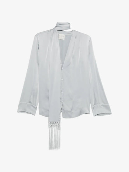 Silk Satin Shirt in Gray