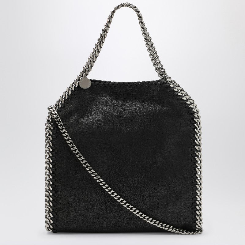 Stella McCartney Falabella Mini Black Tote Bag with Silver Chain Black