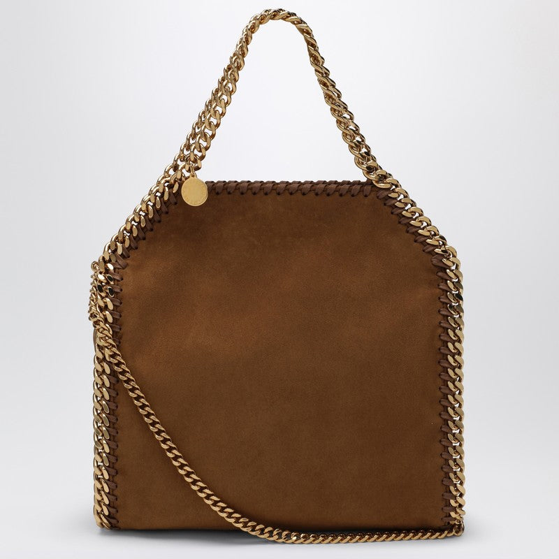 Stella McCartney Mini Falabella Brandy Brown Tote Bag with Light Gold Chain brown