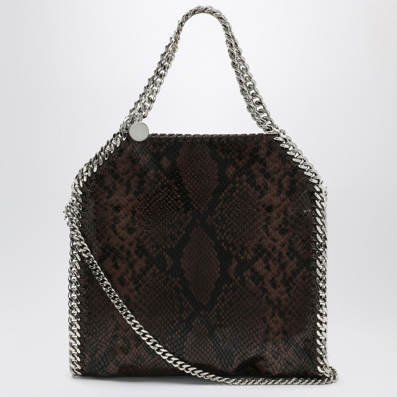 Stella McCartney Falabella Mini Tote Bag with Snake Print Brown