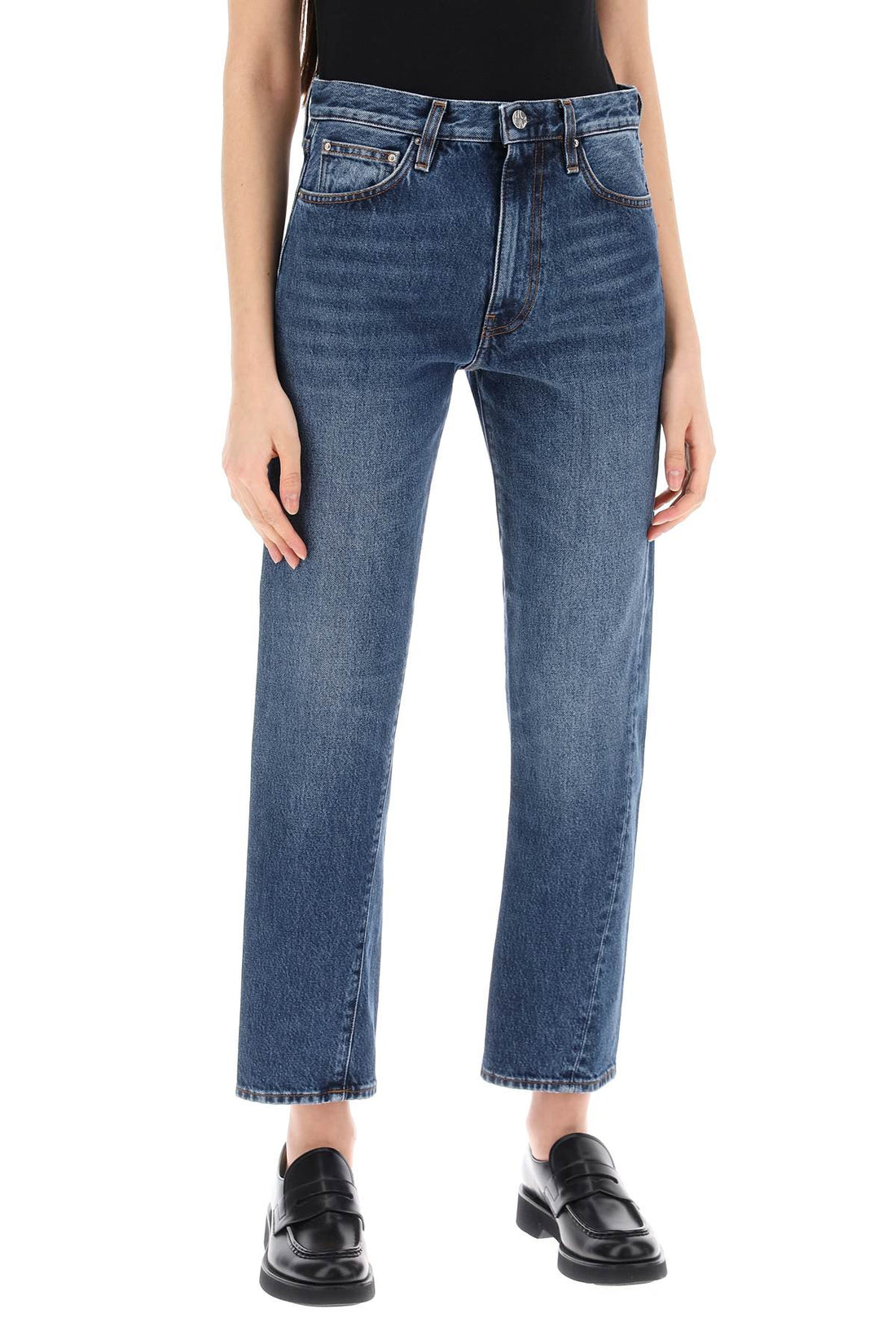 Twisted seam straight jeans