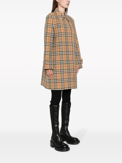 Burberry Checked Cotton Plaid  trench coat Beige
