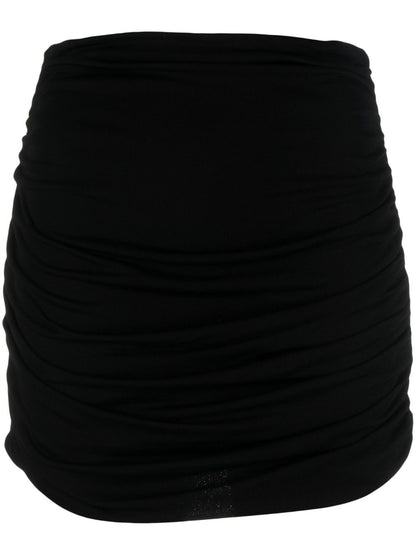 Tory Burch Ruched High-Waisted Stretch Mini Skirt Black black