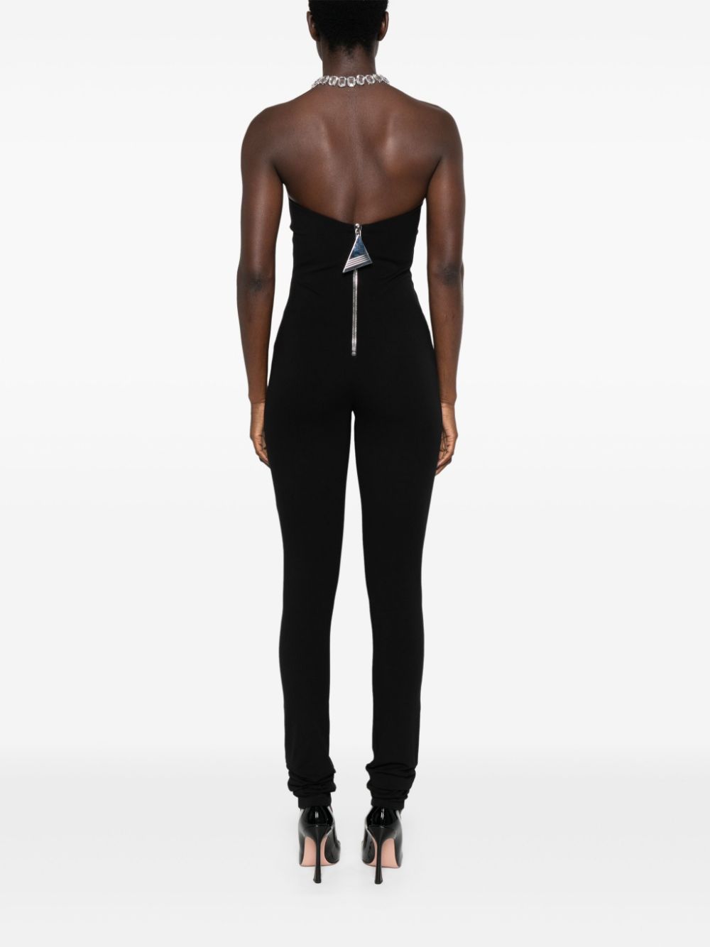 Bustier black jersey jumpsuit