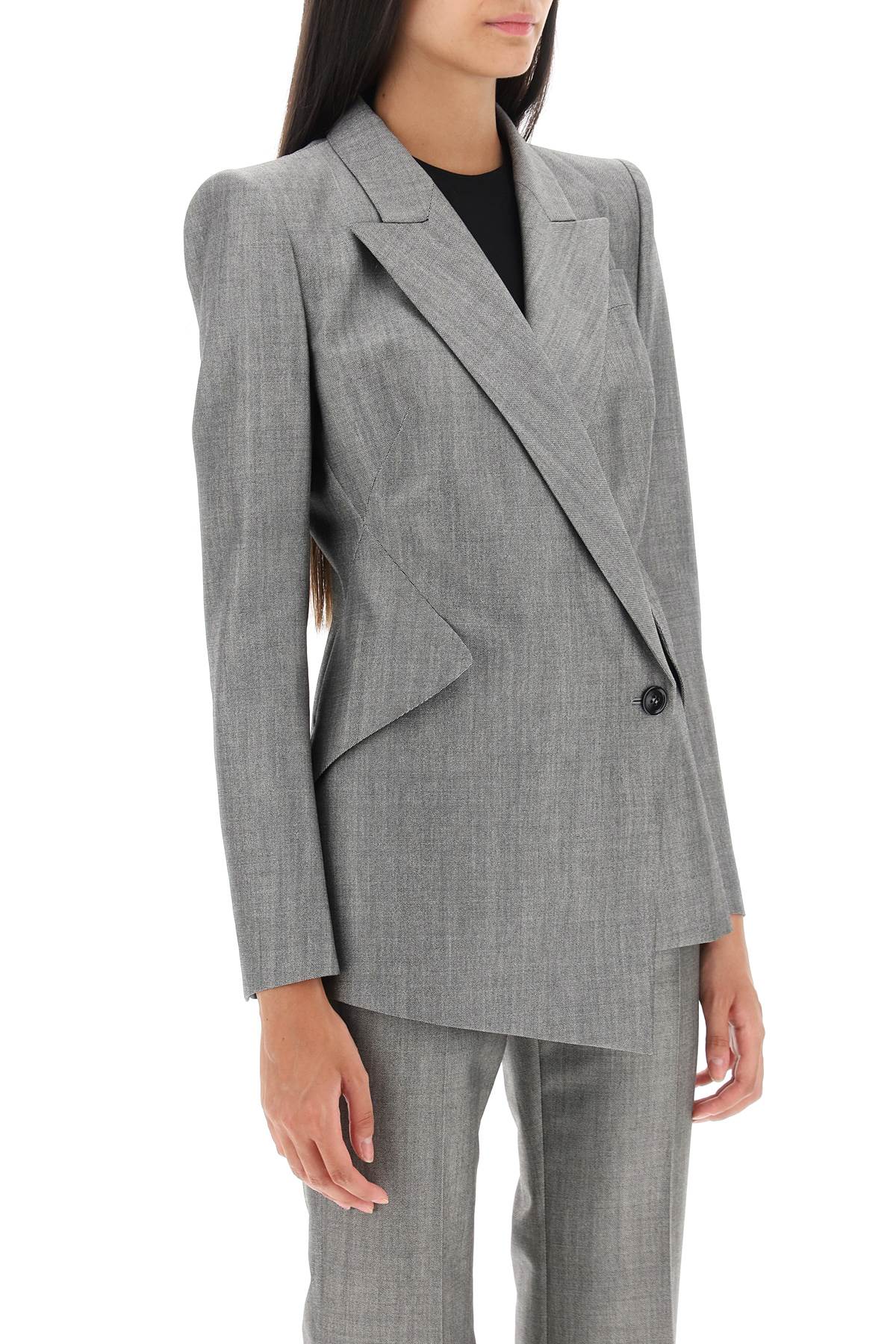 Drop Hem Salt And Pepper Blazer