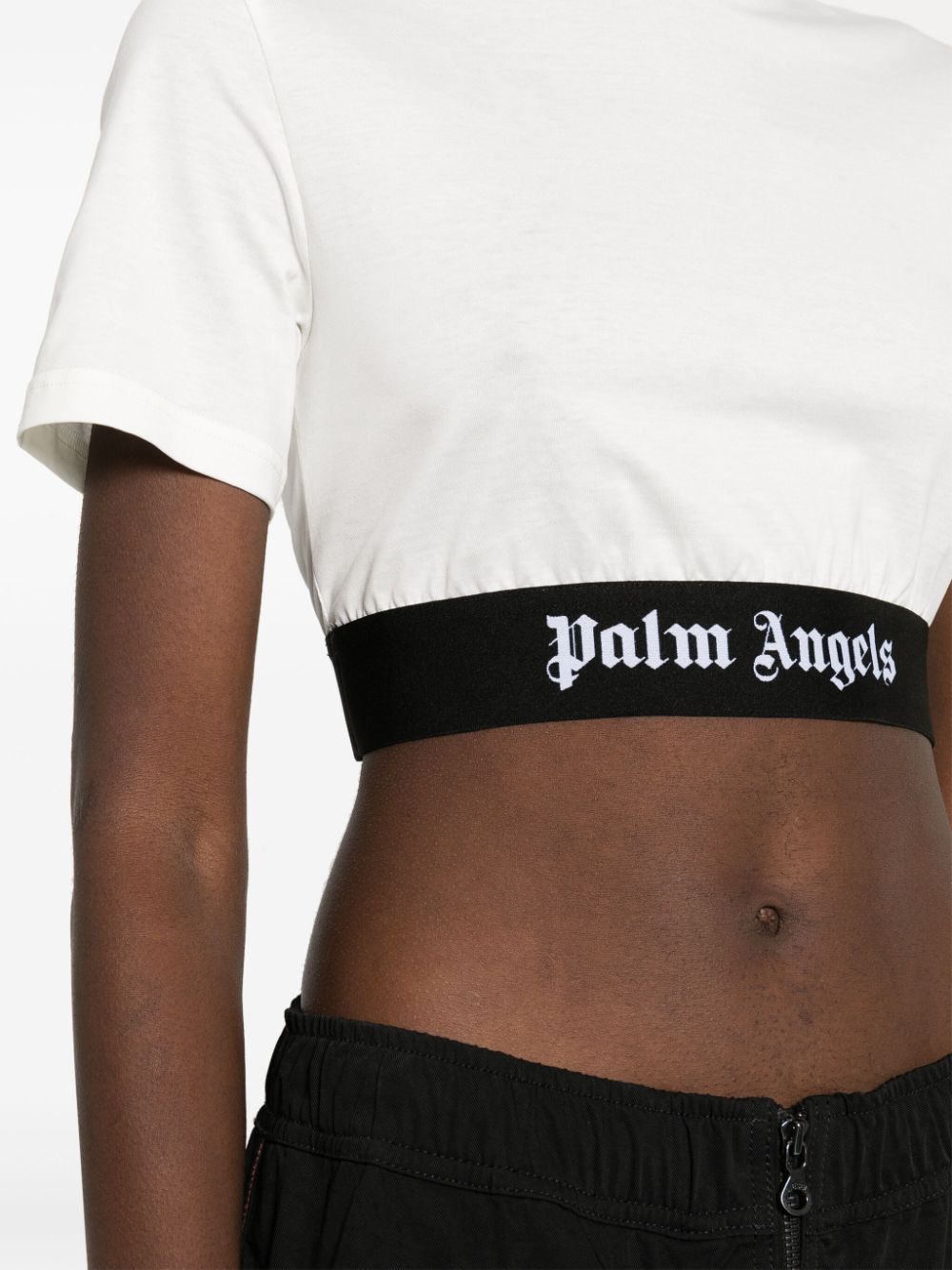 Logo-jacquard cropped T-shirt