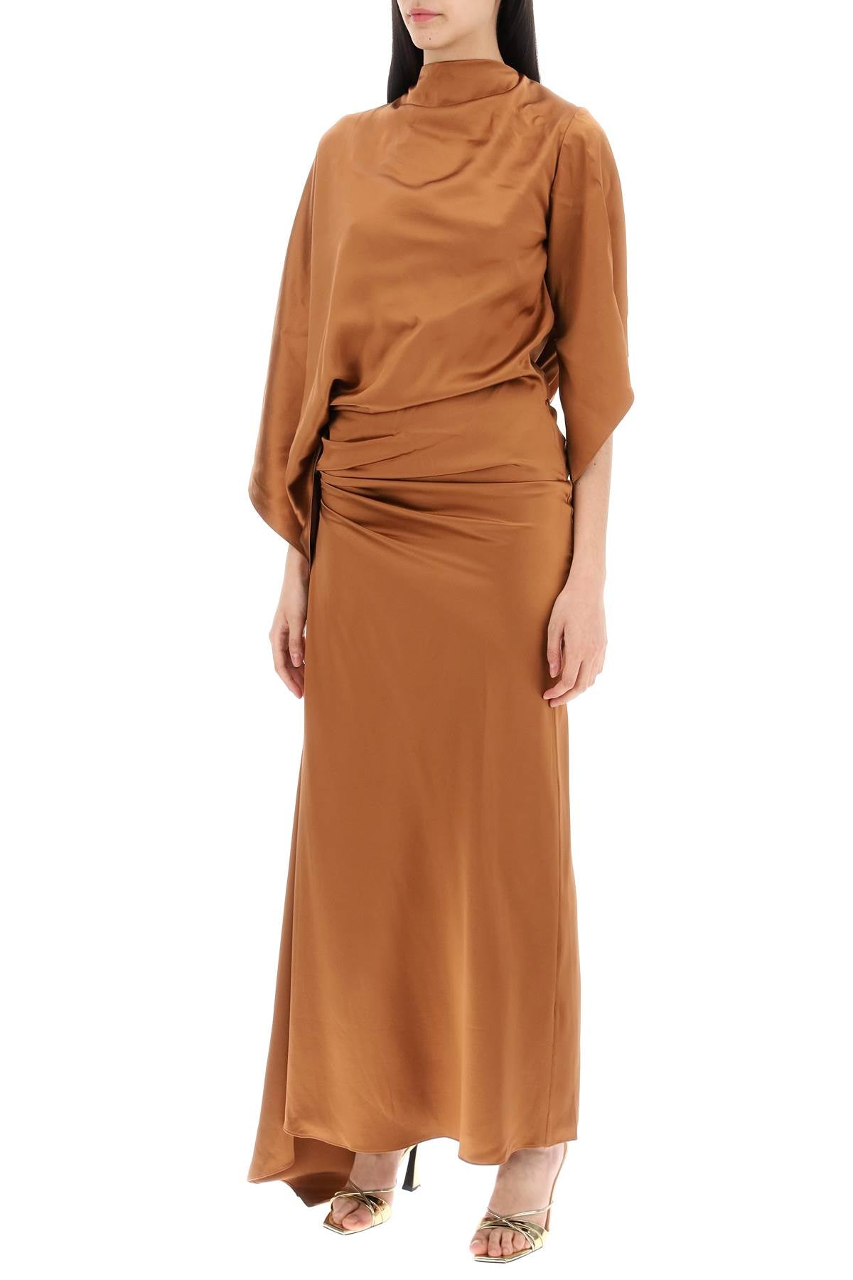 Cusco draped silk satin maxi dress