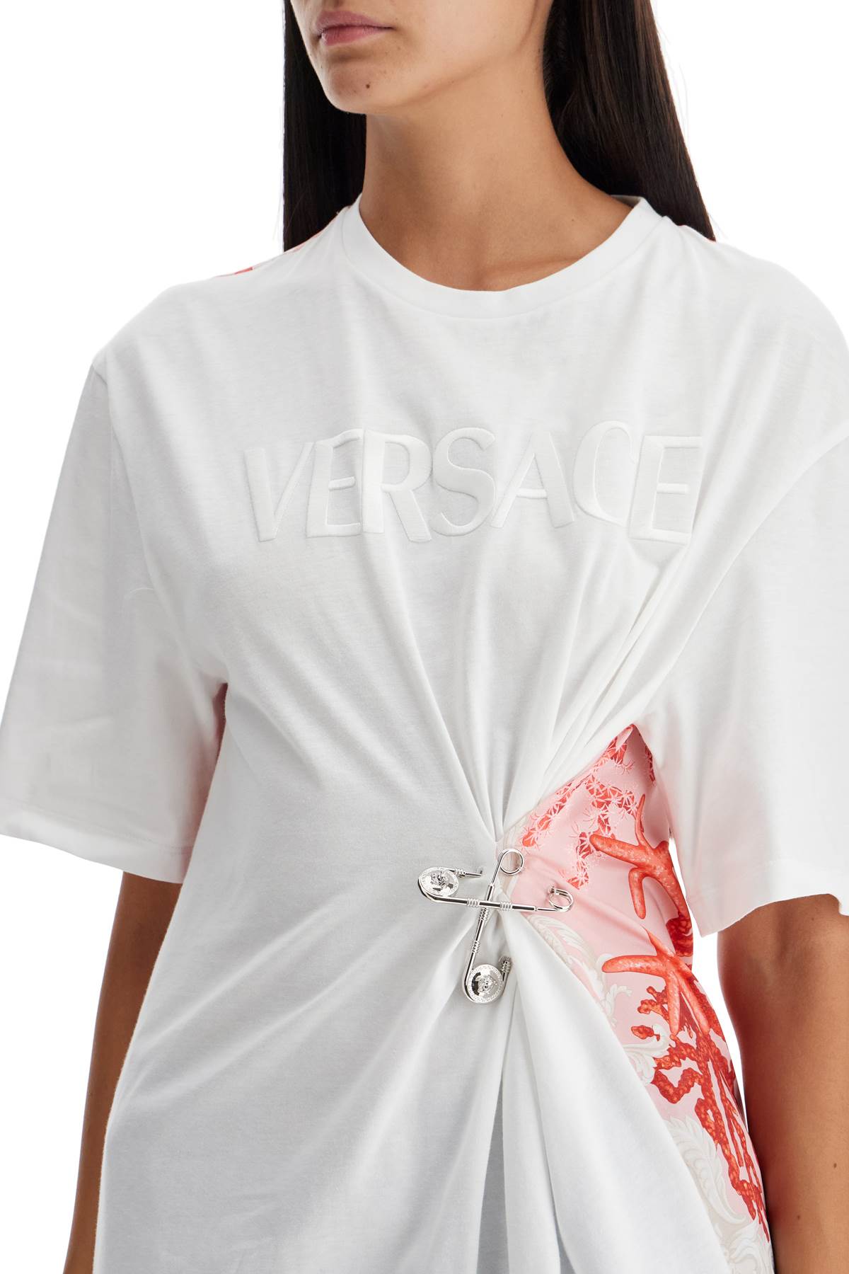 Versace baroque sea safety pin t-shirt