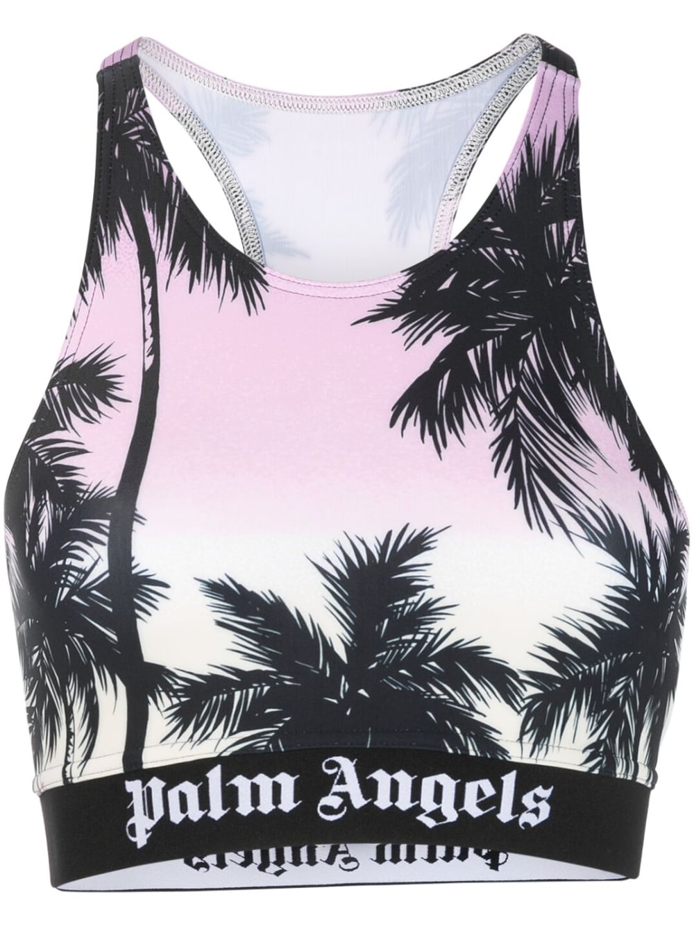 Palm Angels Cropped Palm Motif Sleeveless Top Purple