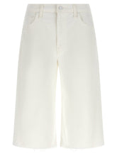 Mother The Whole Lot Zip Twist Fray Bermuda Shorts White