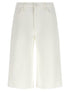 Mother The Whole Lot Zip Twist Fray Bermuda Shorts White
