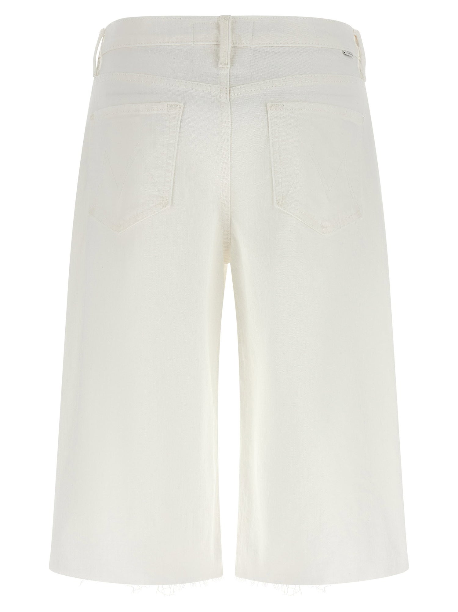 Mother The Whole Lot Zip Twist Fray Bermuda Shorts White