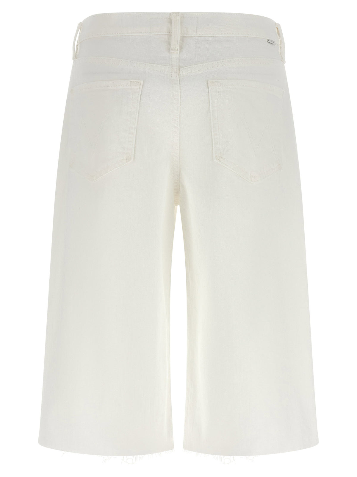 Mother The Whole Lot Zip Twist Fray Bermuda Shorts White