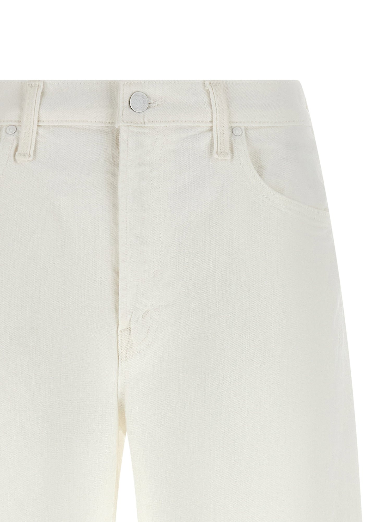 Mother The Whole Lot Zip Twist Fray Bermuda Shorts White