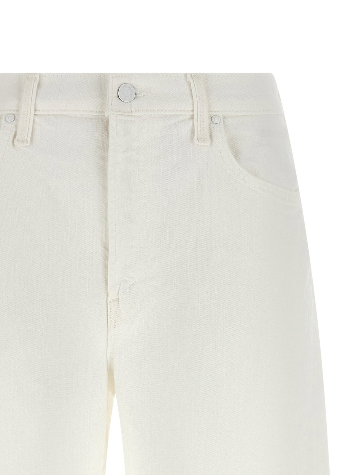 Mother The Whole Lot Zip Twist Fray Bermuda Shorts White