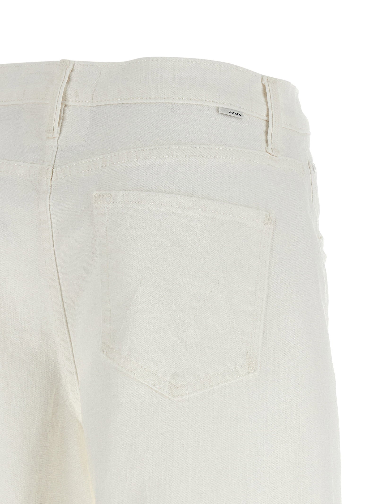 Mother The Whole Lot Zip Twist Fray Bermuda Shorts White