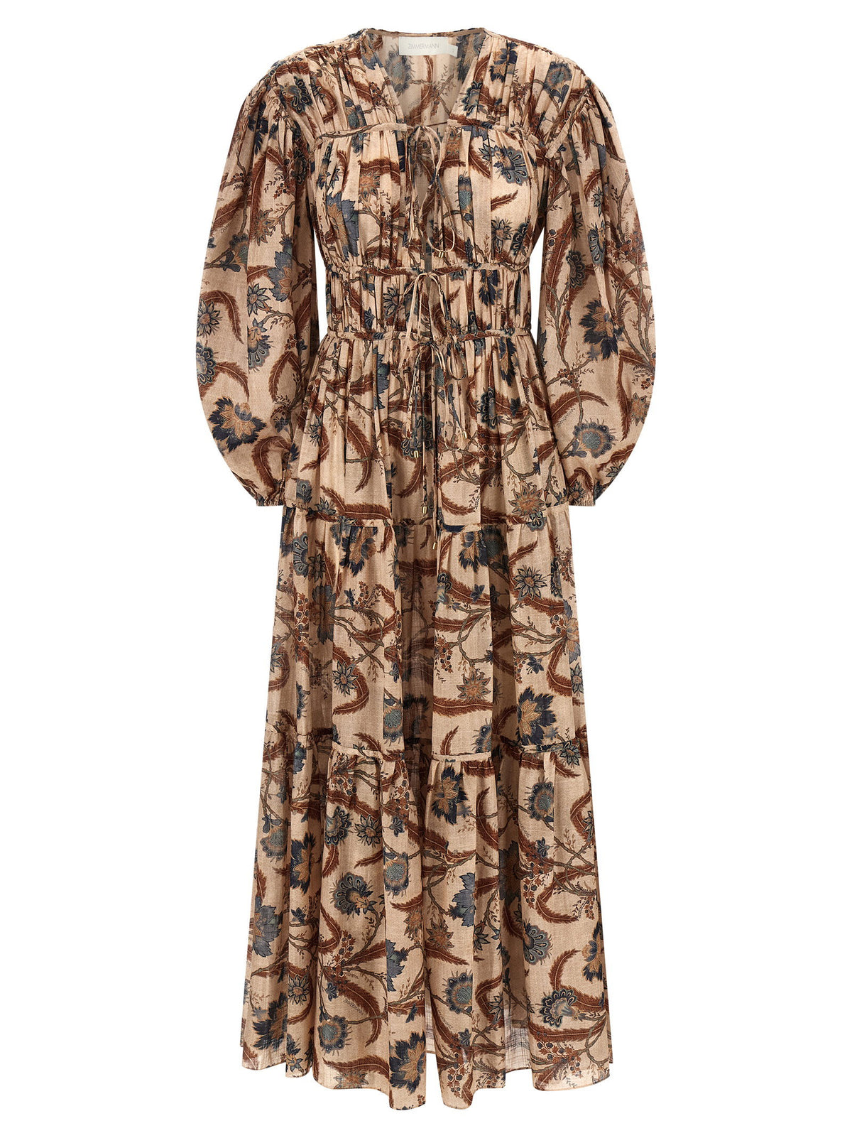 Zimmermann Ascension Tie Billow Maxi Dress Multicolor