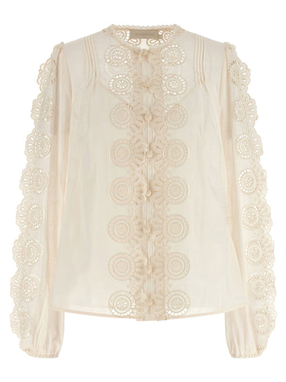 Zimmermann Lucky Embroidered Blouse White
