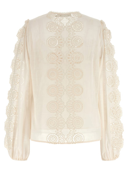 Zimmermann Lucky Embroidered Blouse White