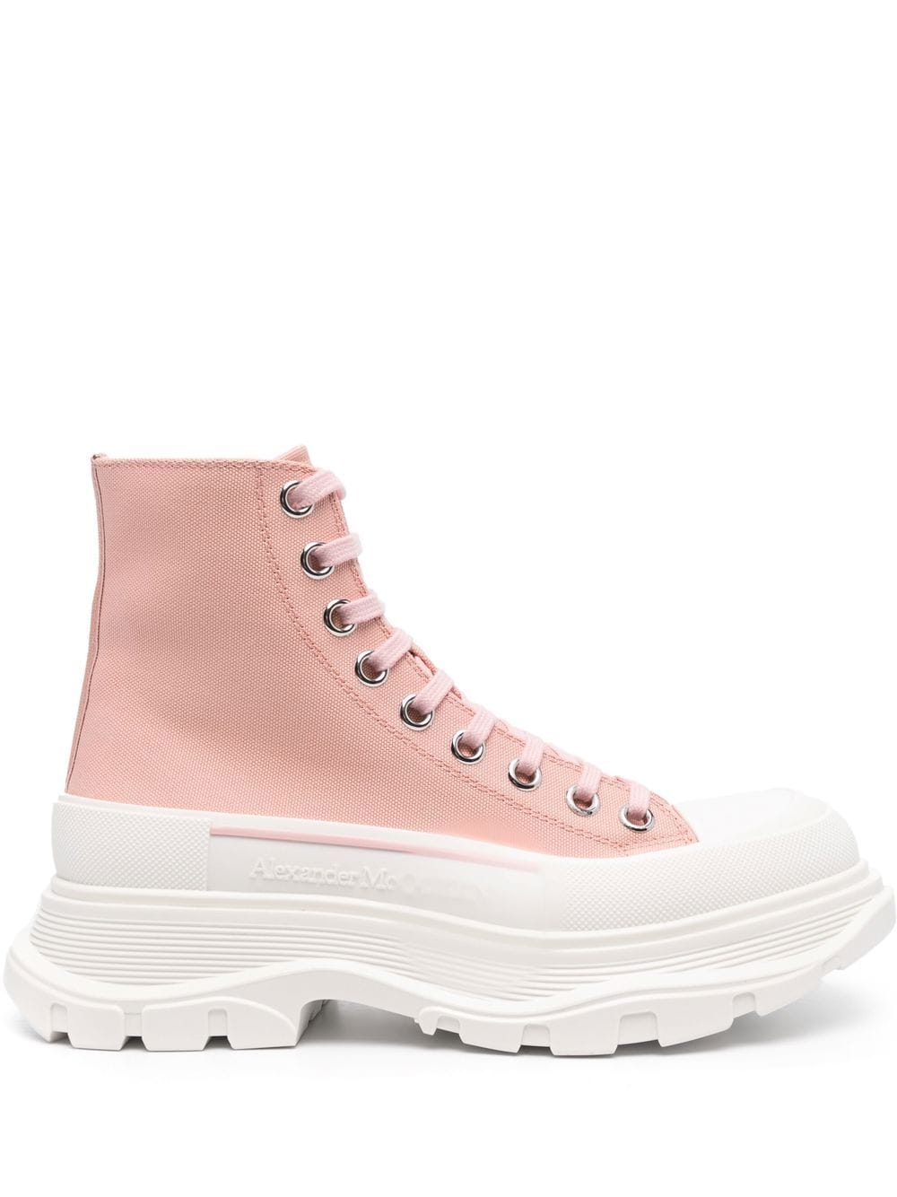 Alexander Mcqueen Tread Slick Fabric Ankle Boots Pink