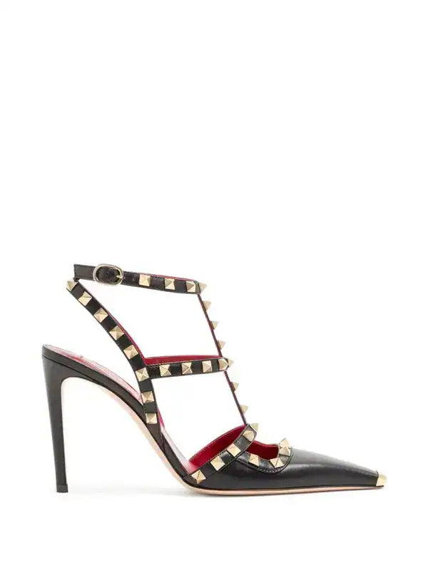 Rockstud Leather Pumps Black