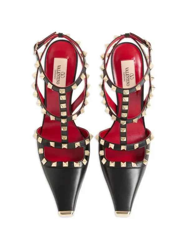Rockstud Leather Pumps Black