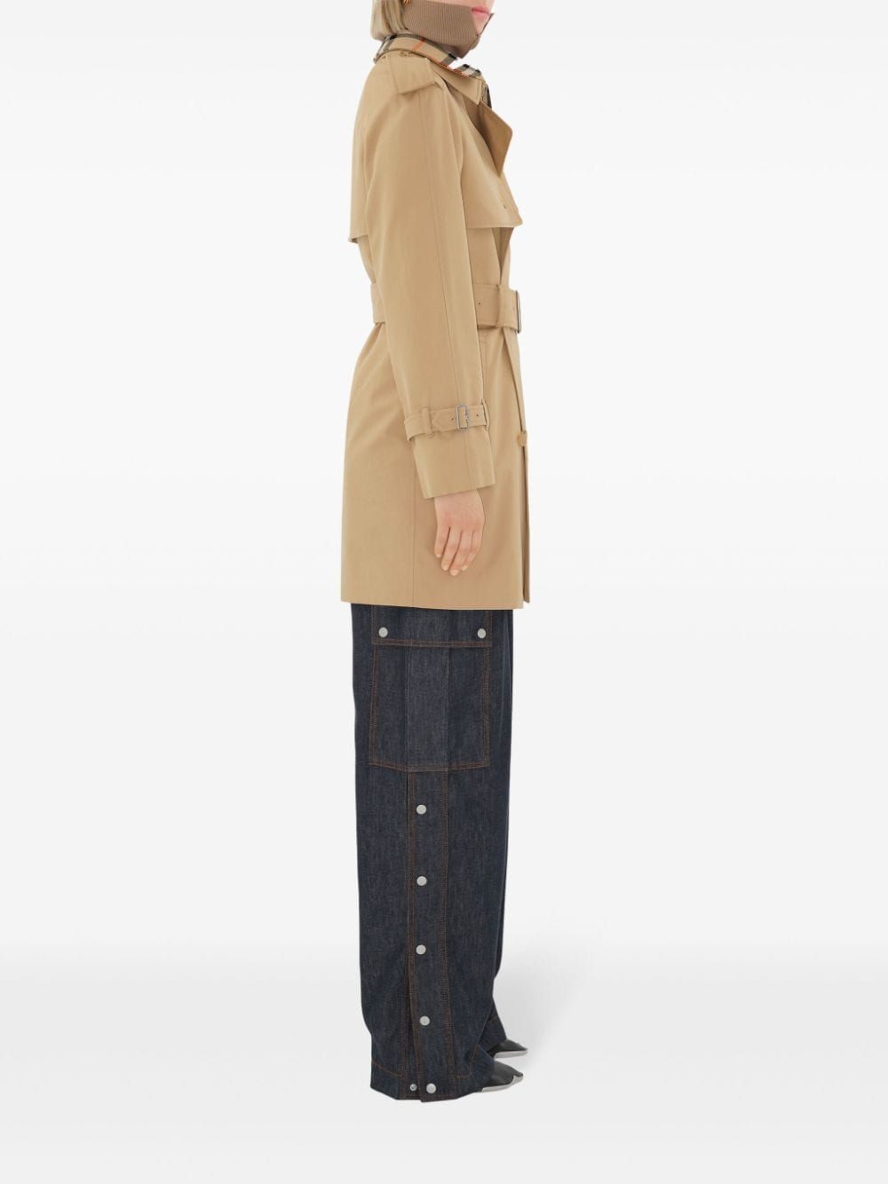 Check Collar Trench Coat