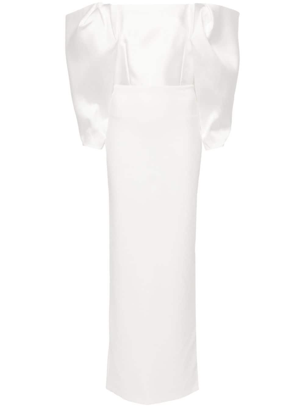 Solace London Off-Shoulder Melina Twill Maxi Dress White