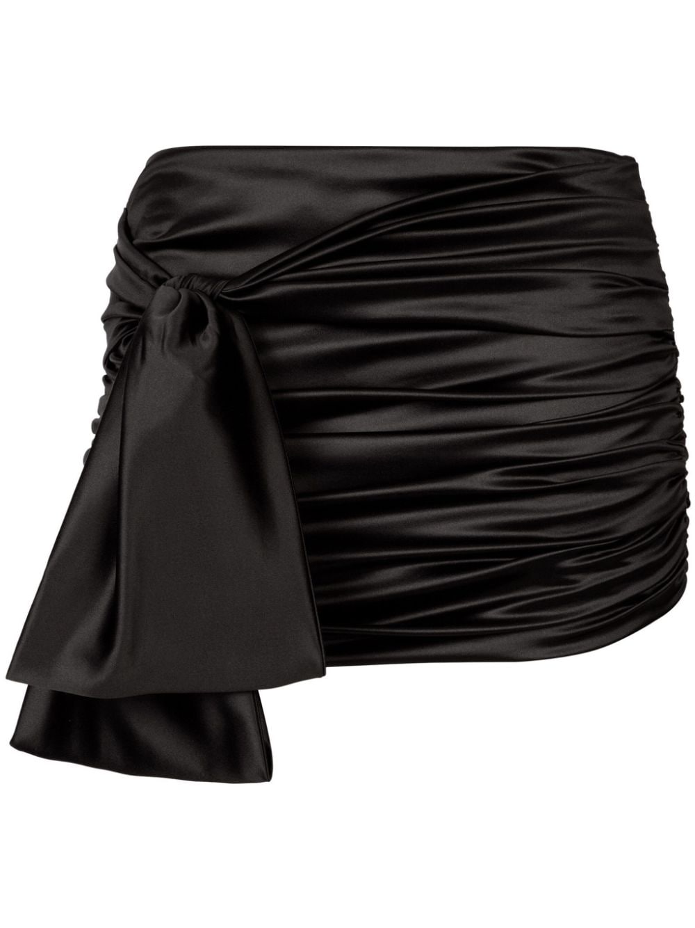 Short draped satin skirt