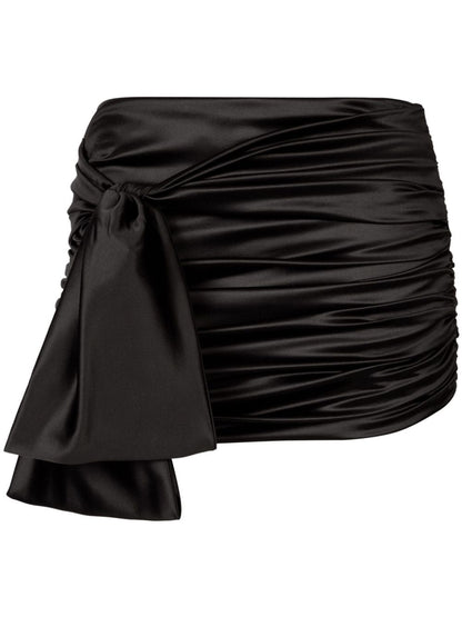 Short Draped Satin Skirt