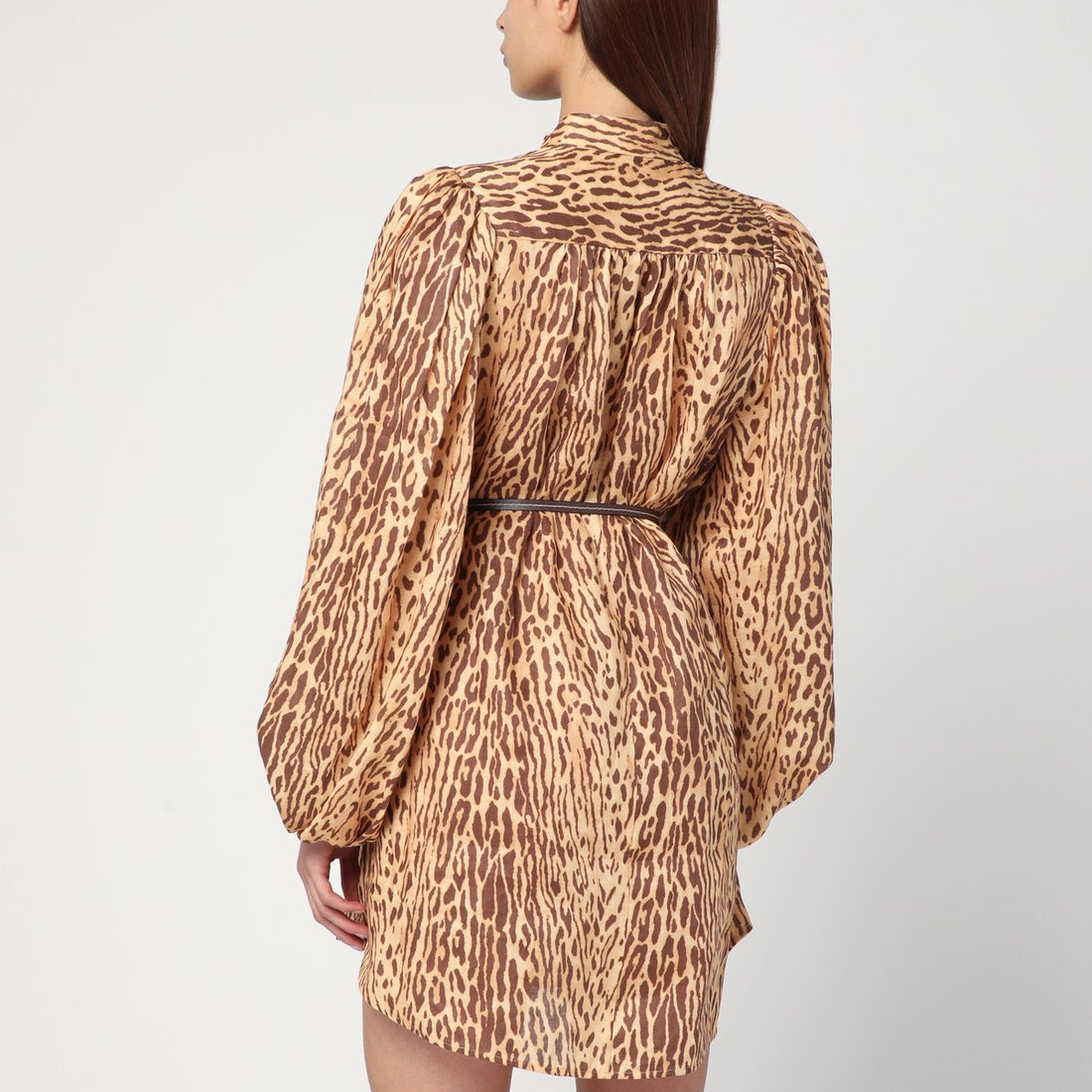 Zimmermann Leopard Print Linen Short Dress Multicolor