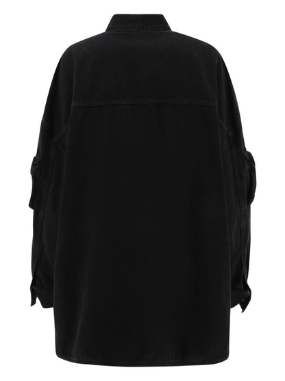 The Attico Cotton Cargo Jacket with Classic Collar Black