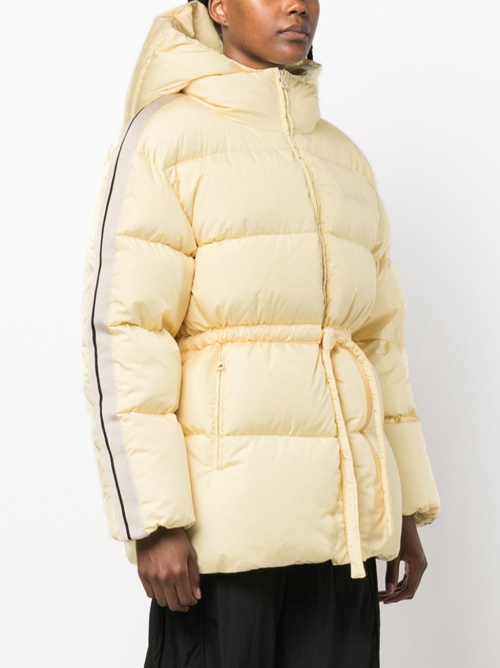 Palm Angels Side-Stripe Feather Down Puffer Jacket Ivory