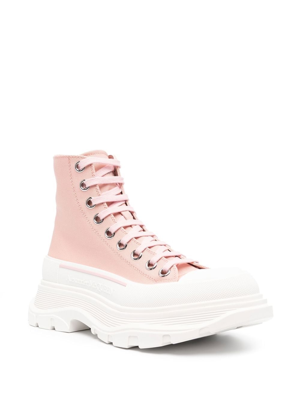 Alexander Mcqueen Tread Slick Fabric Ankle Boots Pink