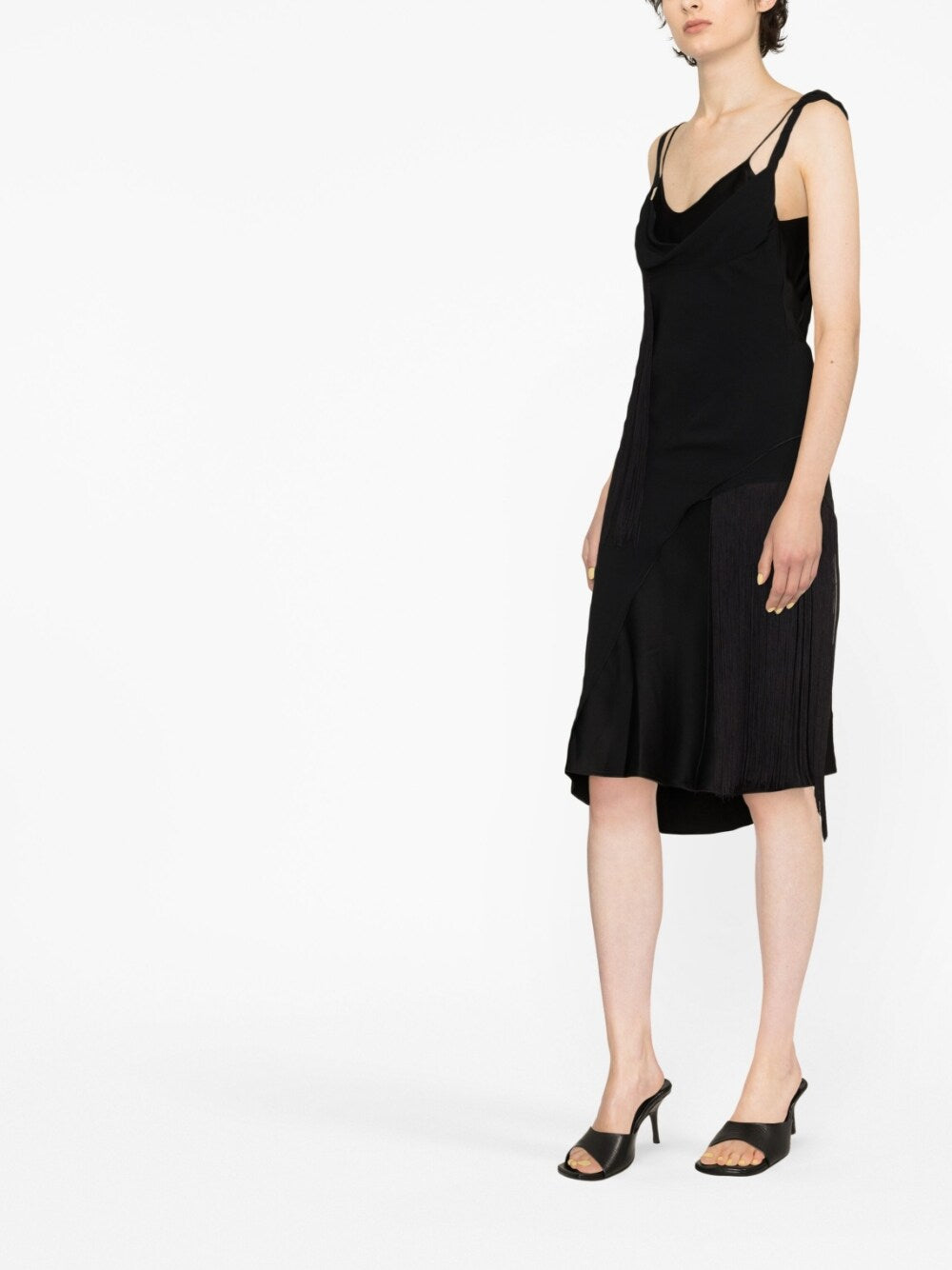 Victoria Beckham Black Gathered Waist Midi Dress Black