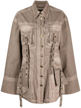 Blumarine Eyelet-Detailed Denim Jacket Brown