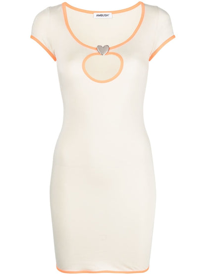 Ambush Cut-Out T-Shirt Minidress With Heart Charm White
