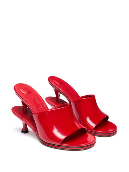 JACQUEMUS Les Doubles Leather Mules Red