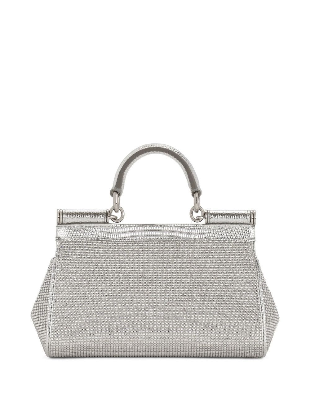 silver-tone silk satin rhinestone handbag