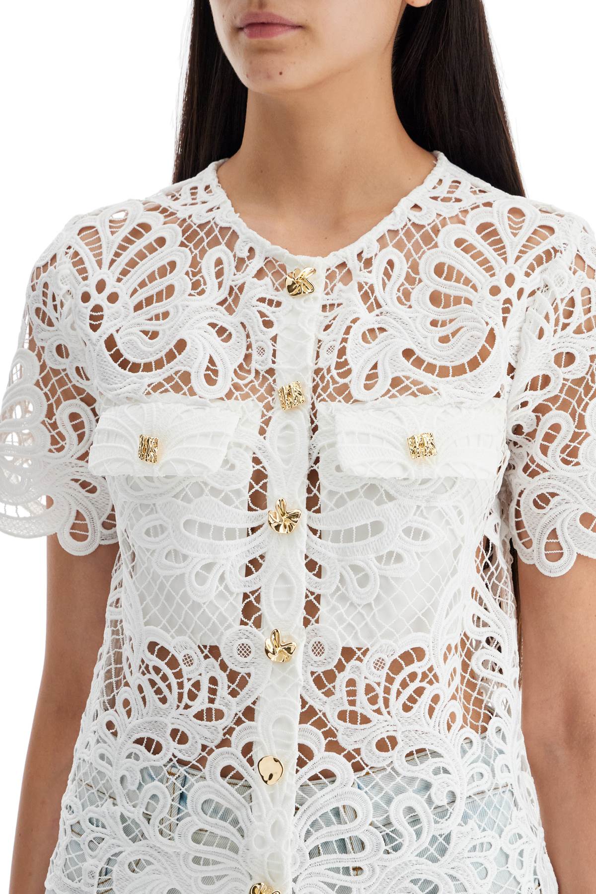 Guipure Lace High Neck Top