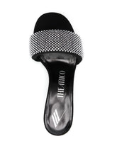 The Attico Crystal-Embellished Slip-On Sandals Silver