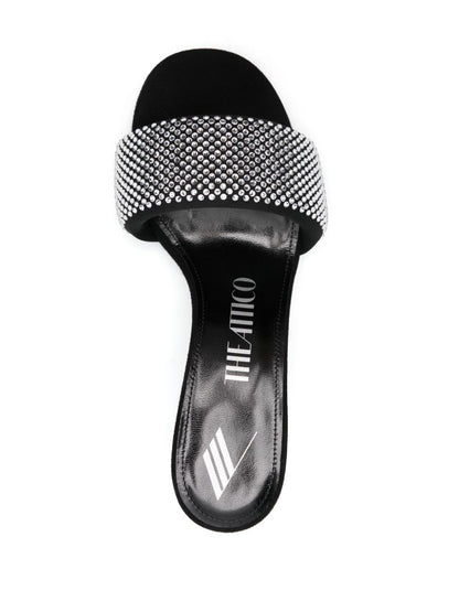 The Attico Crystal-Embellished Slip-On Sandals Silver
