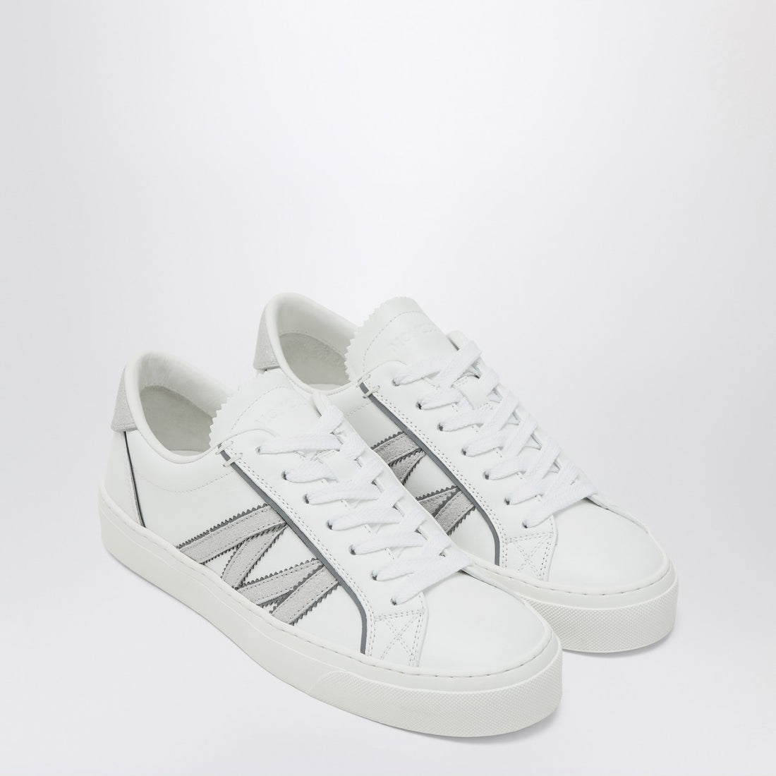 Moncler White Leather Monaco2 Low-Top Sneakers White