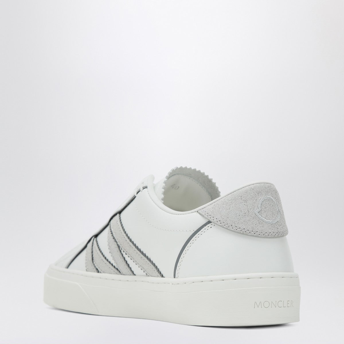 Moncler White Leather Monaco2 Low-Top Sneakers White