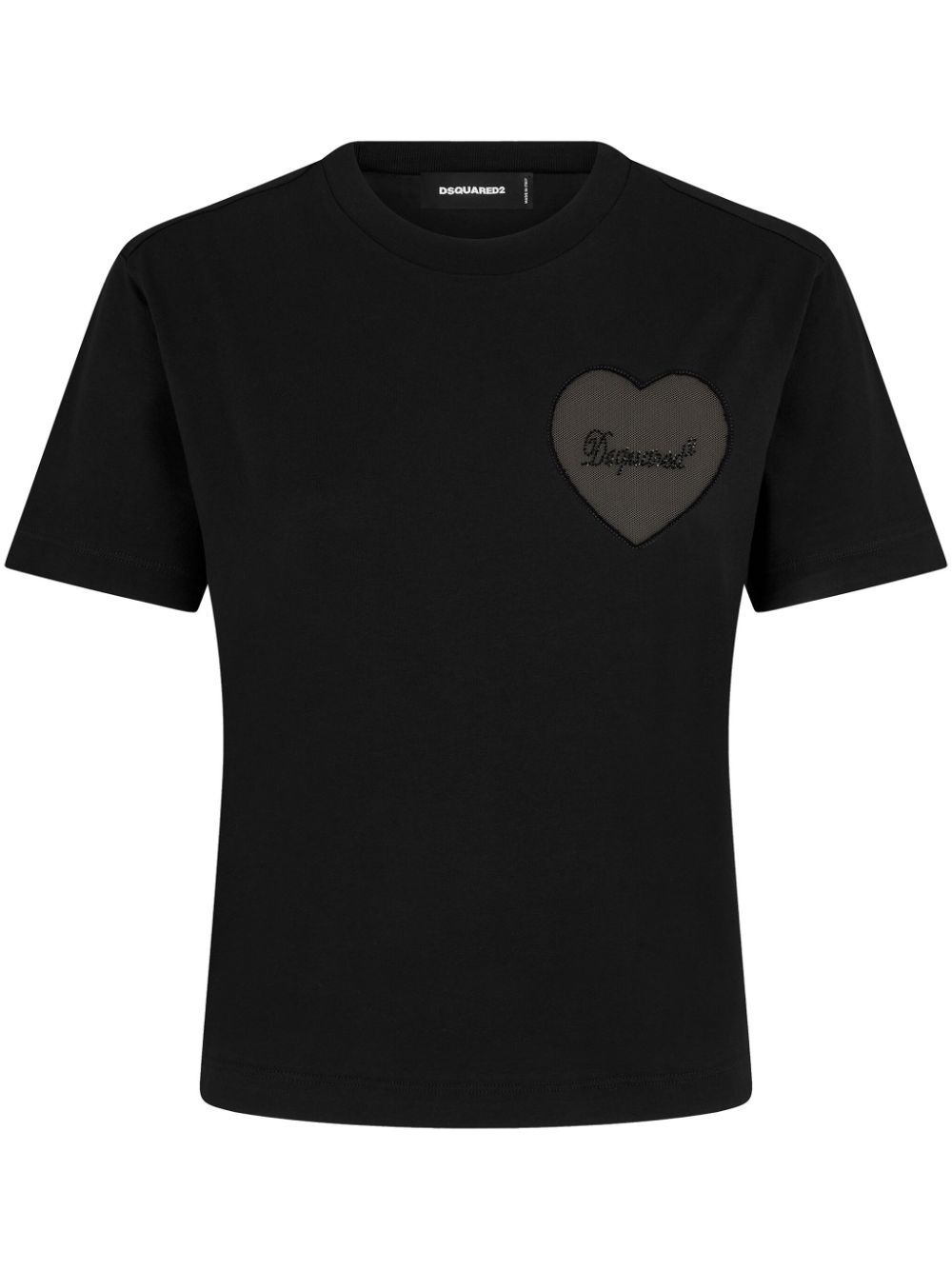 Dsquared2 Heart-Appliqué Cotton T-Shirt Black black