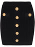 Balmain Buttoned Knitted Mini Skirt Black