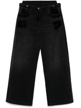 The Attico Wide-Leg Distressed Black Denim Jeans Black