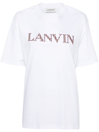 Lanvin Patch-Embellished Cotton Jersey T-Shirt White