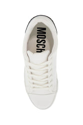 Moschino leather sneakers with rubber logo detail.