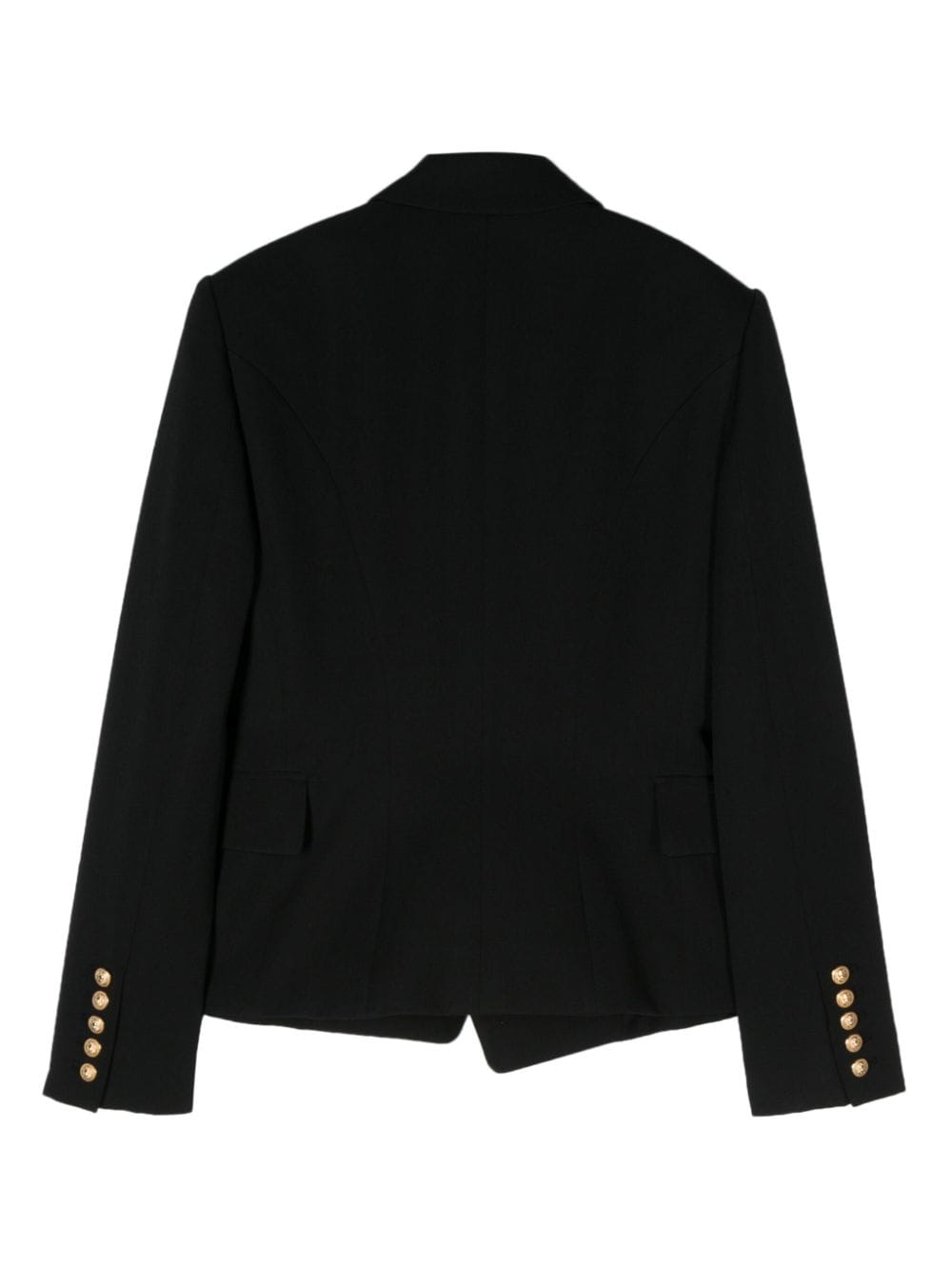 Balmain Double-Breasted Black Wool Blazer with Gold Buttons Black